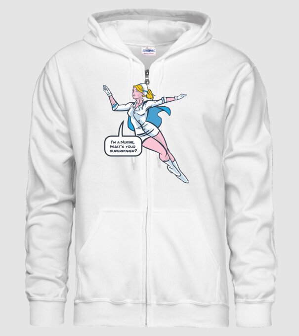 Sunt asistentă medicală, care este superputerea ta? model alb pe tricou