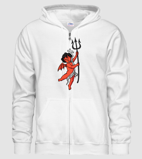 Diavol cu Țigaretă model alb pe tricou