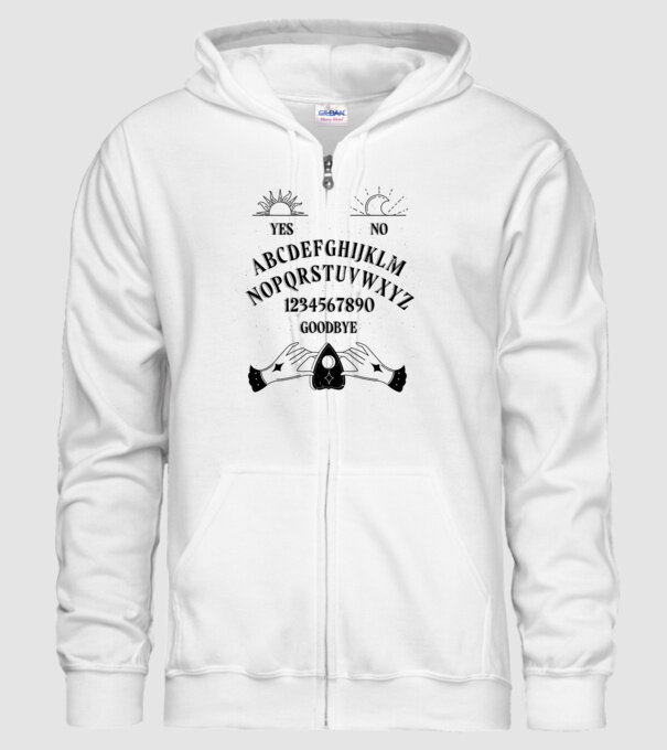 Motiv Ouija model alb pe tricou