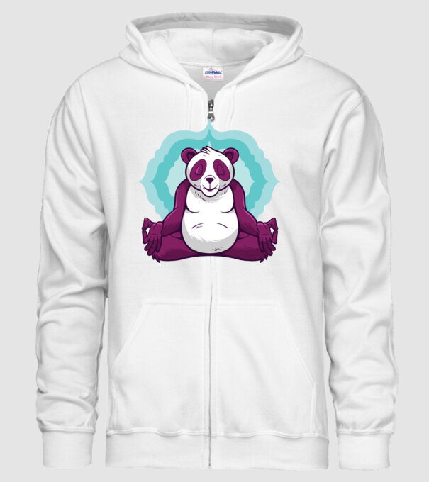 Panda Meditație model alb pe tricou