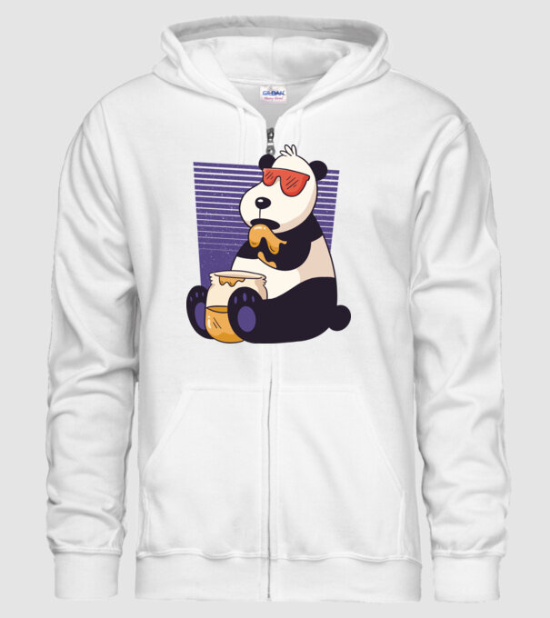 Panda cu miere model alb pe tricou