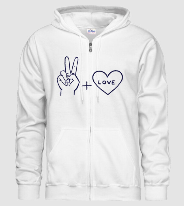 Peace + Love model alb pe tricou