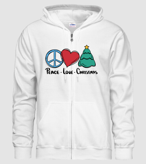 Peace Love Crăciun model alb pe tricou