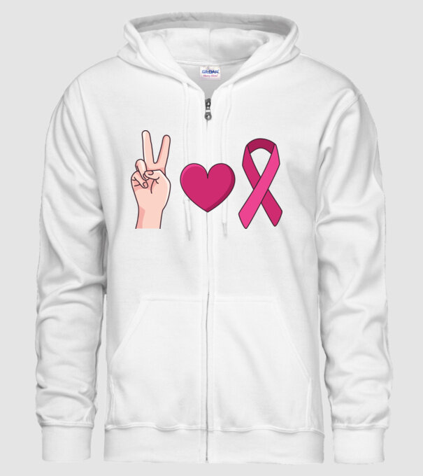 Peace Love lupta împotriva cancerului de sân model alb pe tricou