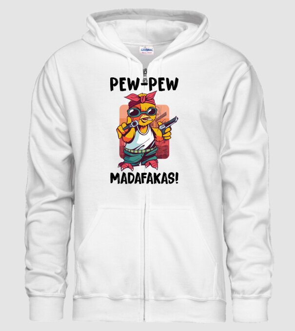Pew Pew Pew Madafakas Pui alb model alb pe tricou