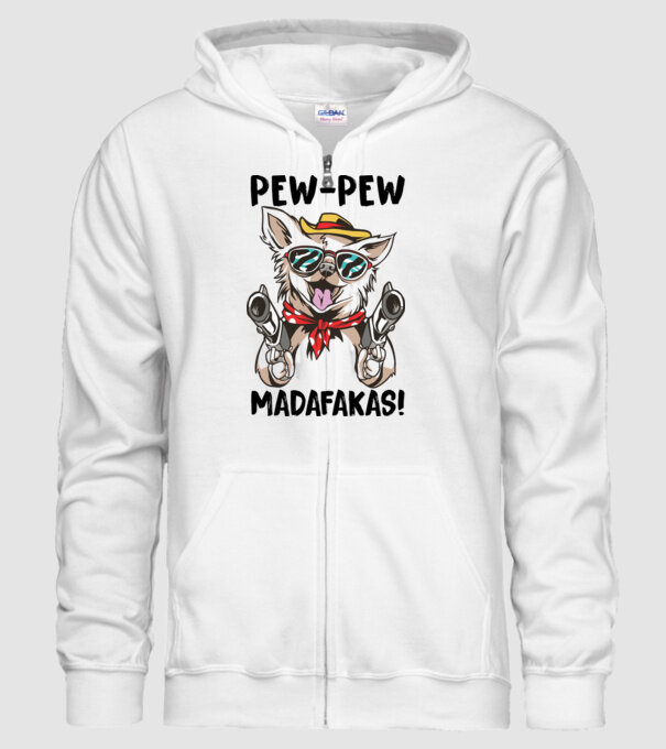 Pew Pew Pew Madafakas Chivava alb model alb pe tricou
