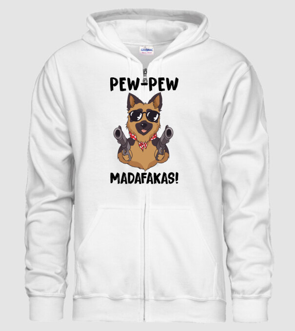 Pew Pew Pew Madafakas Ciobănesc german alb model alb pe tricou