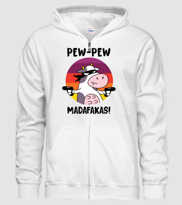 Pew Pew Pew Madafakas Vacă alb model alb pe tricou