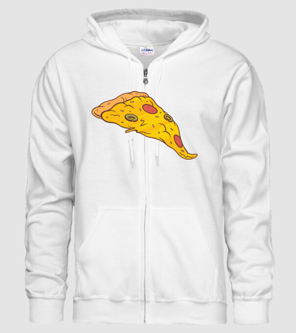 Felie de pizza Cuplu model alb pe tricou