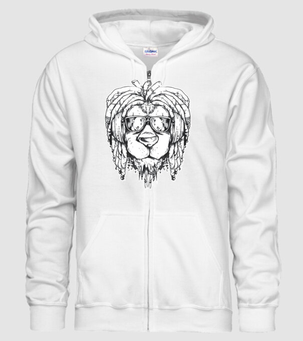 Leu Dreadlock model alb pe tricou
