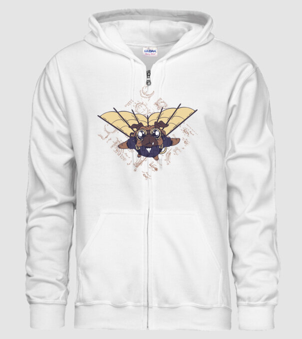 Mops Zburător model alb pe tricou
