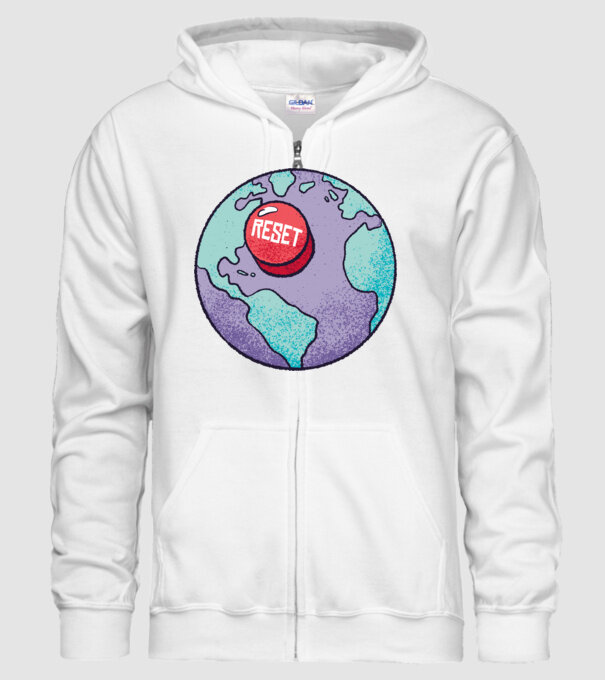 Reset Pământ model alb pe tricou