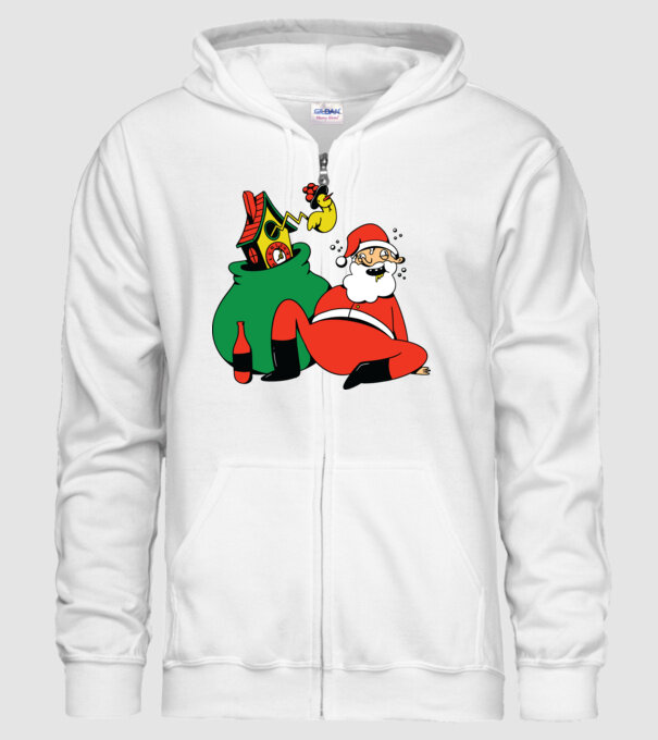 Moș Crăciun beat model alb pe tricou