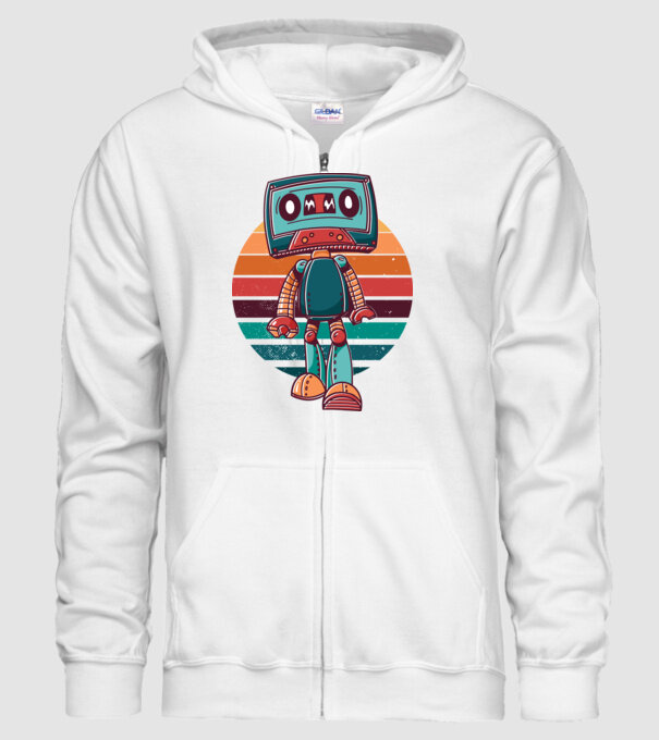 Robot Casetă retro model alb pe tricou
