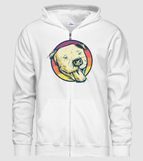 Cap Pitbull retro model alb pe tricou