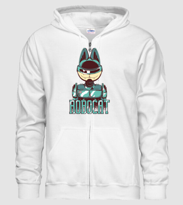 Robocat - Pisică Robot model alb pe tricou