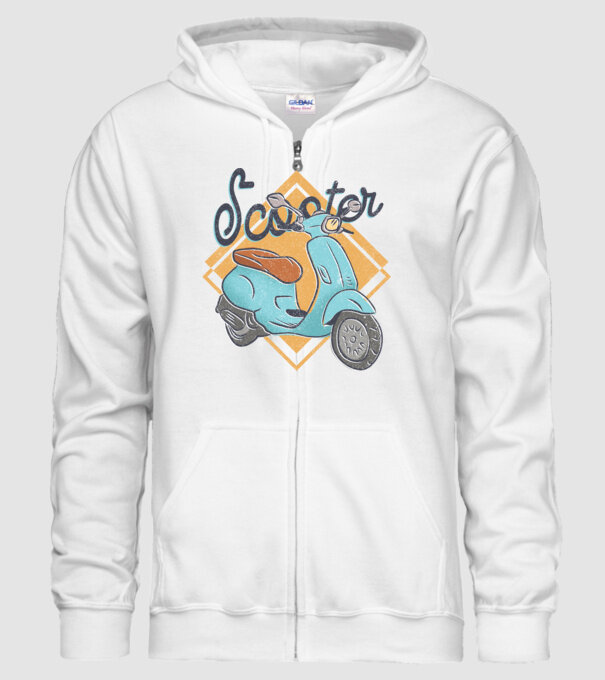 Scooter model alb pe tricou