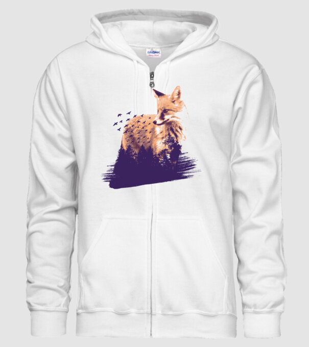 Vulpe Pădure model alb pe tricou