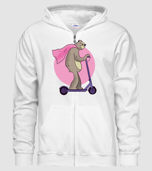 Leneș cu Trotinetă model alb pe tricou