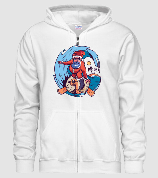 Santa Surf model alb pe tricou