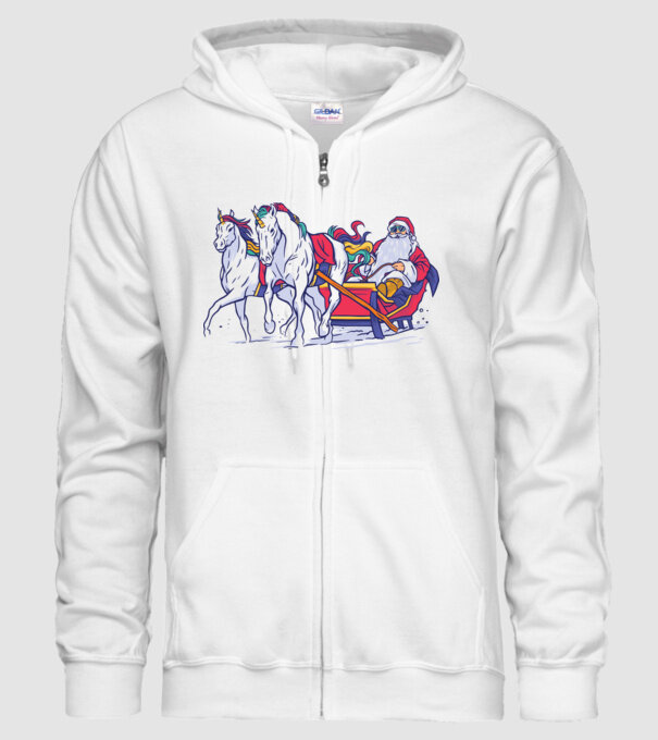Santa Unicorn Moș Crăciun model alb pe tricou