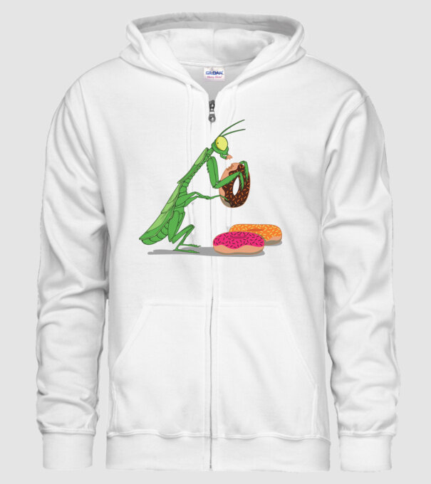Lăcustă cu gogoașă model alb pe tricou