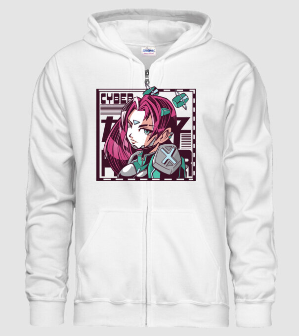 Anime fată Sci-fi model alb pe tricou