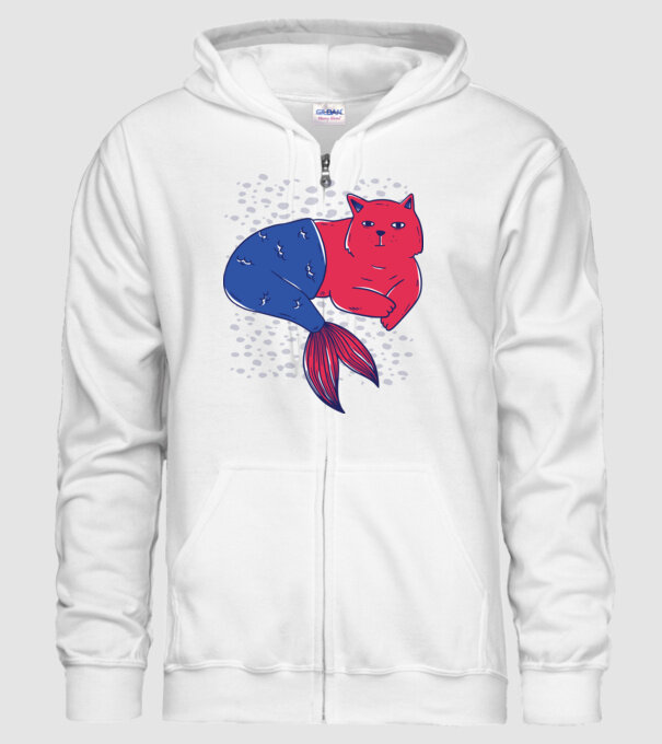 Pisică Sirenă model alb pe tricou