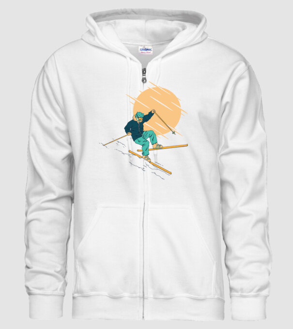 Căzătură schior model alb pe tricou