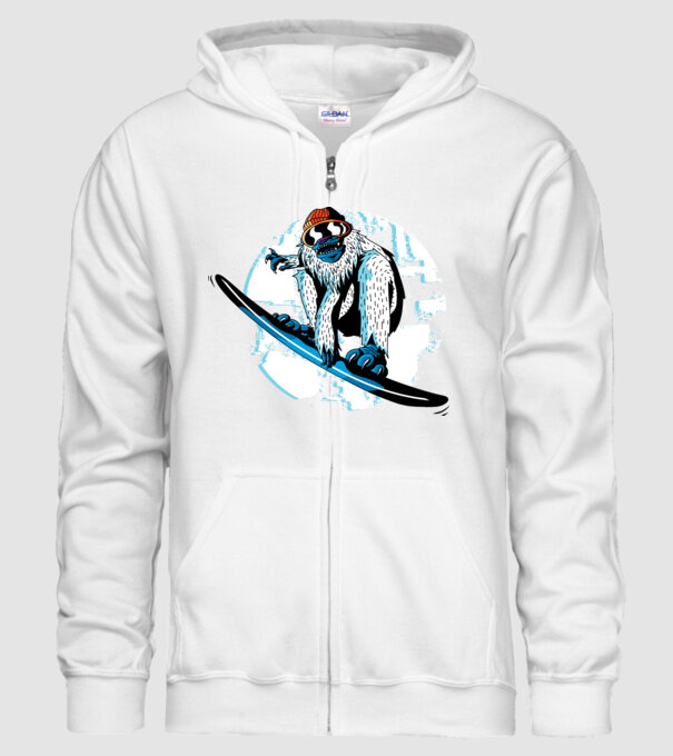 Yeti Snowboarder model alb pe tricou