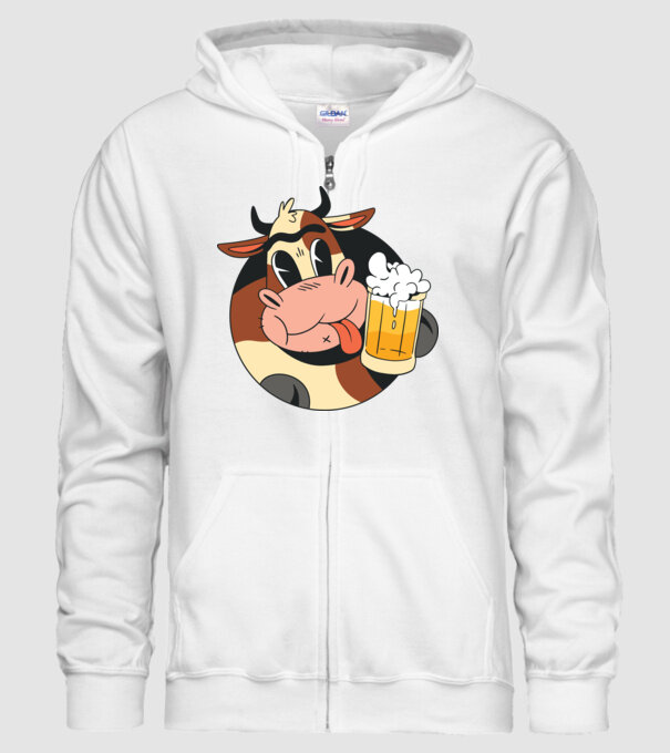 Vacă cu bere model alb pe tricou