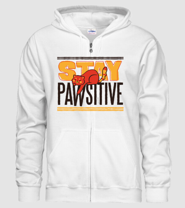 Stay Pawsitive model alb pe tricou