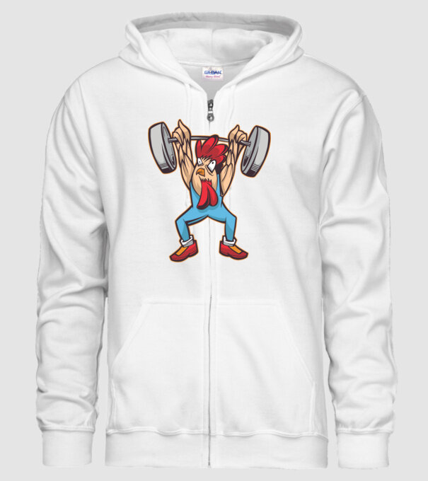 Pui Halterofil model alb pe tricou