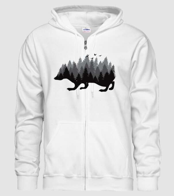 Siluetă Arici model alb pe tricou