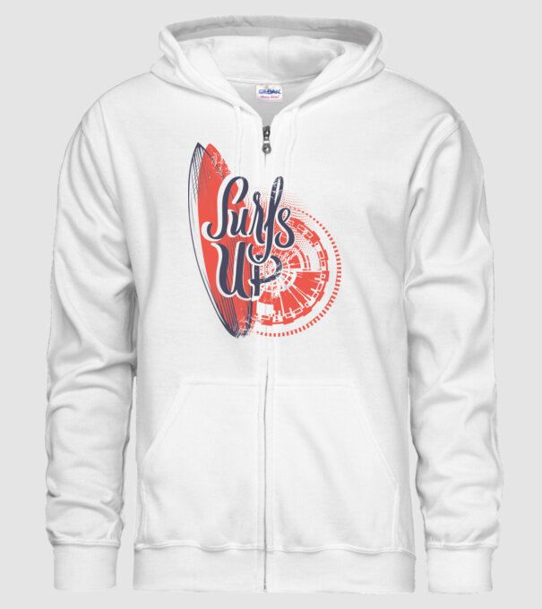 Surfs up model alb pe tricou