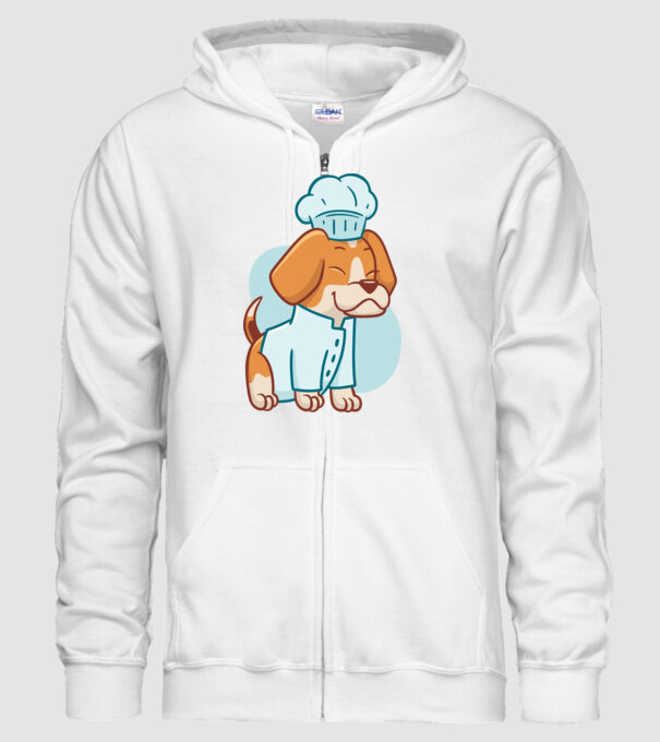 Beagle bucătar model alb pe tricou