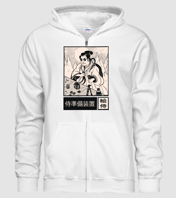 Samurai model alb pe tricou