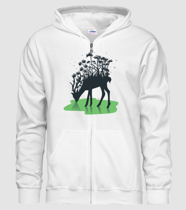 Natură cerb model alb pe tricou