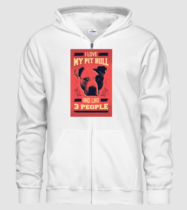 Îmi iubesc Pitbull-ul meu și încă 3 persoane model alb pe tricou