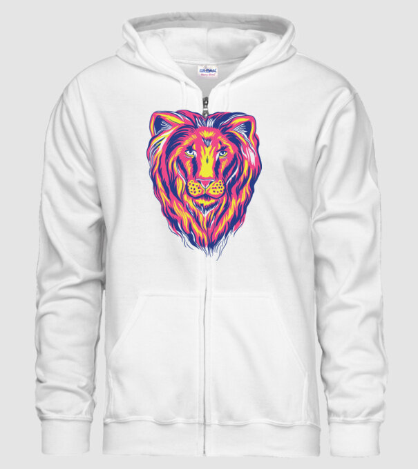 Leu colorat model alb pe tricou