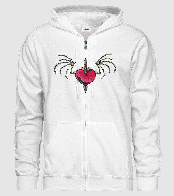 Inimă cu sabie model alb pe tricou