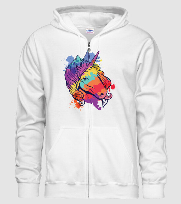 Curcubeu colorat Unicorn tricou model alb pe tricou