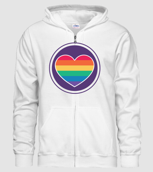 Inimă curcubeu model alb pe tricou