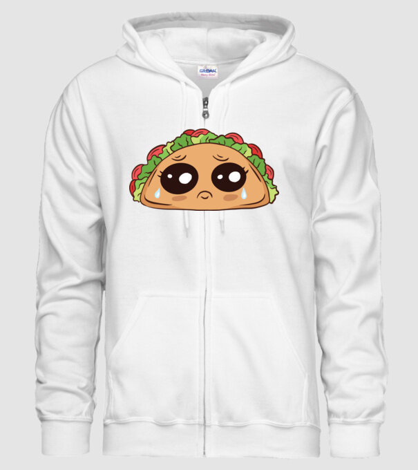 Taco trist model alb pe tricou