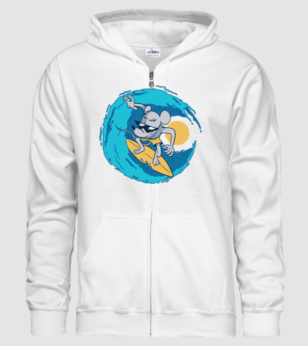 Șoarece Surfer model alb pe tricou