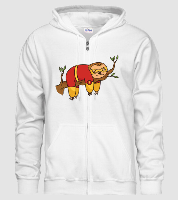 Leneș supererou model alb pe tricou