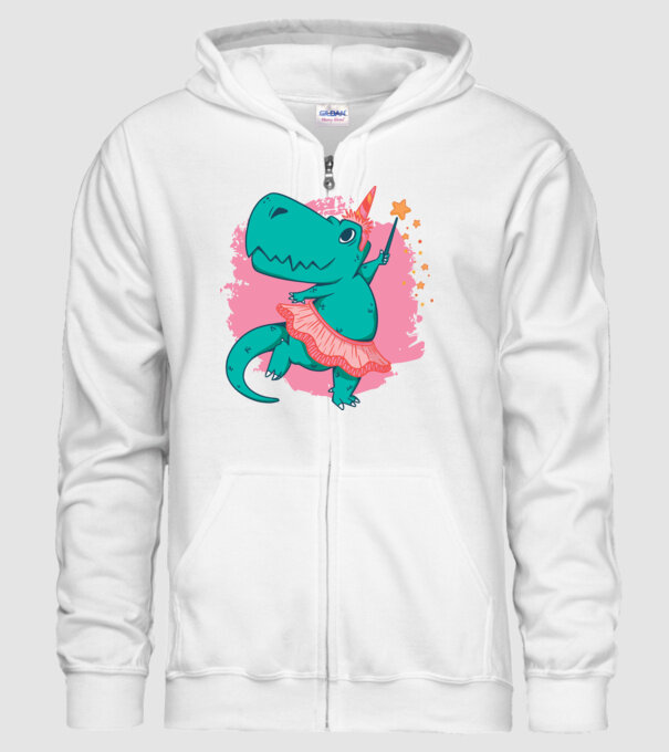 T-rex Balerină model alb pe tricou
