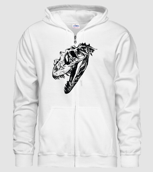 Craniu T-rex model alb pe tricou