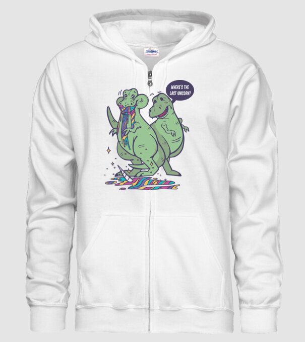 T-rex a mâncat unicornul model alb pe tricou