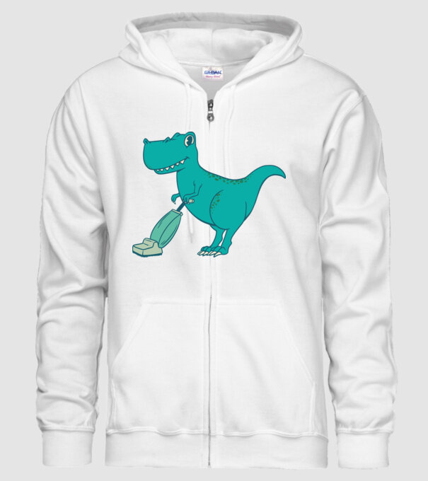 T-rex făcând curățenie model alb pe tricou